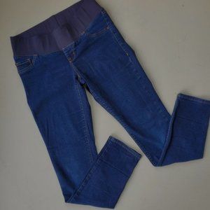 Low panel medium wash slim maternity jeans